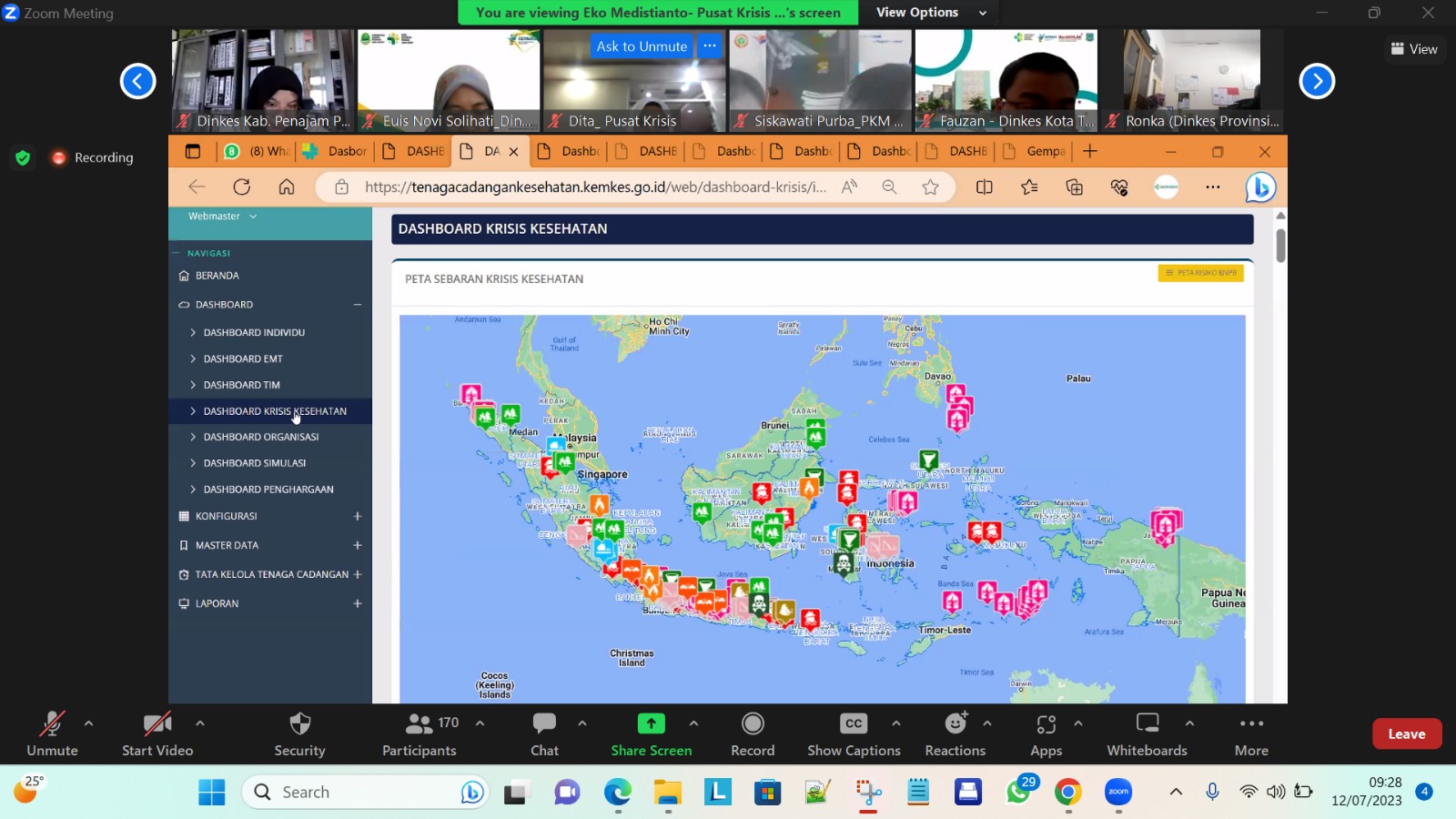 Pemaparan Dashboard Tenaga Cadangan Kesehatan Kepada Peserta Sosialisasi